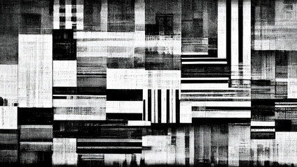Abstract glitch background, glitch error monitor screen. texture from plygon cells. Black and white displacement map texture.