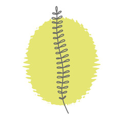 Branch with leaves dried flower simple drawing cute yellow background pattern