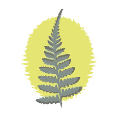 Fern Branch with leaves dried flower simple drawing cute yellow background pattern