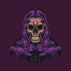 skull scary cloak illustration