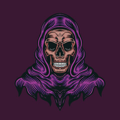 skull scary cloak illustration