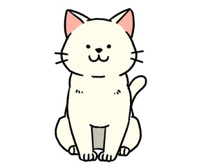 座っている白猫