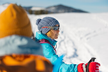 Two women in the winter trekking