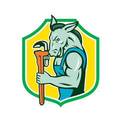 Donkey Plumber Monkey Wrench Shield Retro