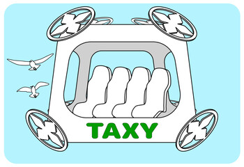 Vector illustration of flying drone taxi