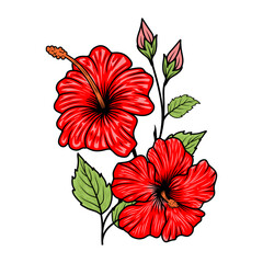 hibiscus flower vector logo. Aloha vintage style for packaging products, Also useful for greeting cards, invitations and posters.