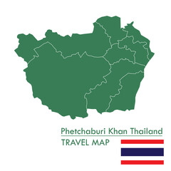 green map Phetchaburi Province is one of the provinces of Thailand