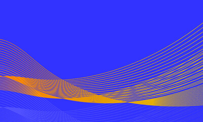 Illustration of an orange color-tone wave isolated on a blue background.