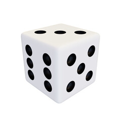 Game white plastic bone. Gaming realistic white cube.