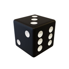 Dice black plastic playing. Realistic playing cube.