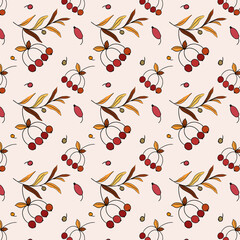 pattern on an autumn theme with different berries and twigs