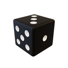 Dice black plastic playing. Realistic playing cube.