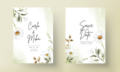 elegant daisy flower wedding invitation card template