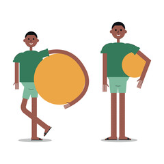 African man with 
volleyball  isolated on white background. Flat vector illustration