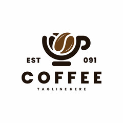 coffee logo with simple cup sign in emblem style