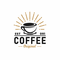 Cup Coffee Logo Template On White Background