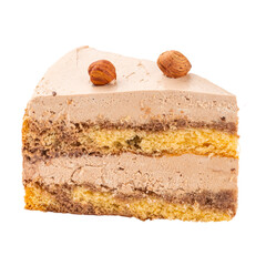 png Isolated hazelnut tiramisu cake with curd cream
