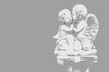 4 bit color pixel of love kid angel with copy space.