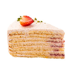 png Isolated slice of strawberry cake with cream