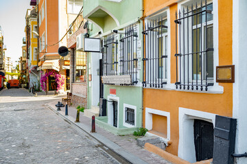 Fototapeta na wymiar Street view in Balat district in Istanbul