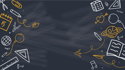 Back to School Concept over Chalkboard Background, Vector Illustration 