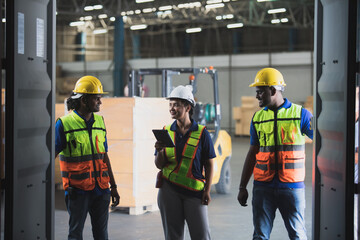 Logistics warehouse industrial worker young commercial portrait delivery helmet.Career Inventory Manager Indoor Person Jobs Industry Security Business