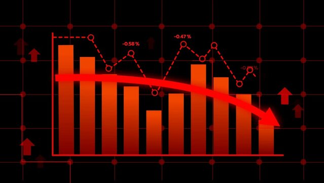 red line chart financial chart with downtrend line graph recession