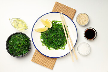 Concept of Japanese cuisine, Chuka salad, top view