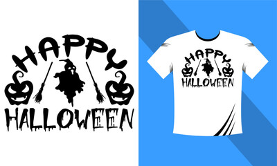 Happy Halloween - Halloween Svg-cut T-Shirt design template. Happy Halloween t-shirt design template easy to print all-purpose for men, women, and children