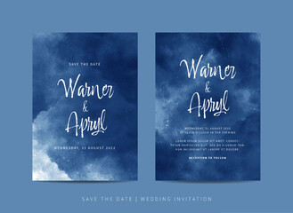 Set of wedding invitation template with abstract watercolor