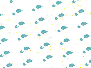 Seamless pattern of Japanese-style spiral clouds Background material with scattered gold leaf
