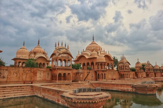 Tourism place of mathura named kusum sarovar, selective focus 