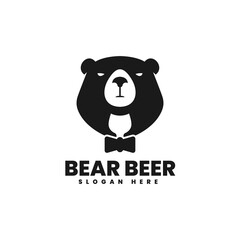 Vector Logo Illustration Bear Beer Silhouette Style.