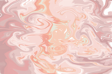 Abstract Wavy Liquid Marble Ink Vector brown pink beige background design. Artistic hand drawn fluid wave marbling texture backdrop. Surface wallpaper design