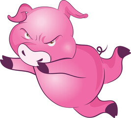 cute little pigs cheerful funny dance and many emotion acting