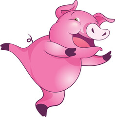 cute little pigs cheerful funny dance and many emotion acting