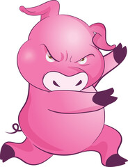 cute little pigs cheerful funny dance and many emotion acting