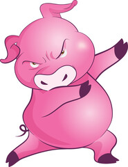 cute little pigs cheerful funny dance and many emotion acting