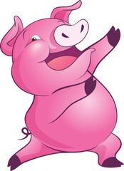 cute little pigs cheerful funny dance and many emotion acting