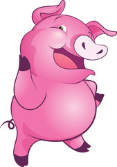 cute little pigs cheerful funny dance and many emotion acting