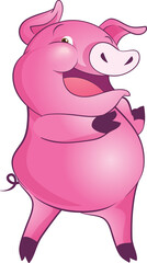 cute little pigs cheerful funny dance and many emotion acting