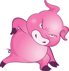 cute little pigs cheerful funny dance and many emotion acting