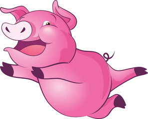 cute little pigs cheerful funny dance and many emotion acting