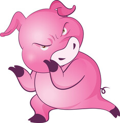 cute little pigs cheerful funny dance and many emotion acting