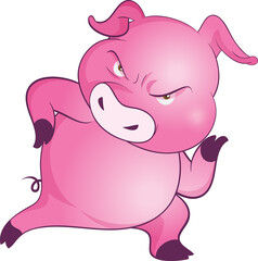 cute little pigs cheerful funny dance and many emotion acting