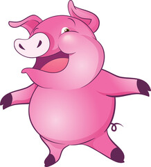 cute little pigs cheerful funny dance and many emotion acting