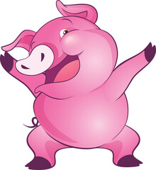 cute little pigs cheerful funny dance and many emotion acting