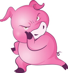 cute little pigs cheerful funny dance and many emotion acting