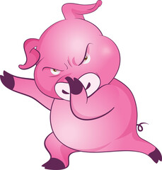 cute little pigs cheerful funny dance and many emotion acting
