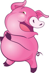 cute little pigs cheerful funny dance and many emotion acting